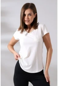 21065 KADIN KISA KOL CEPLİ LYC PİS V YAKA BADY 