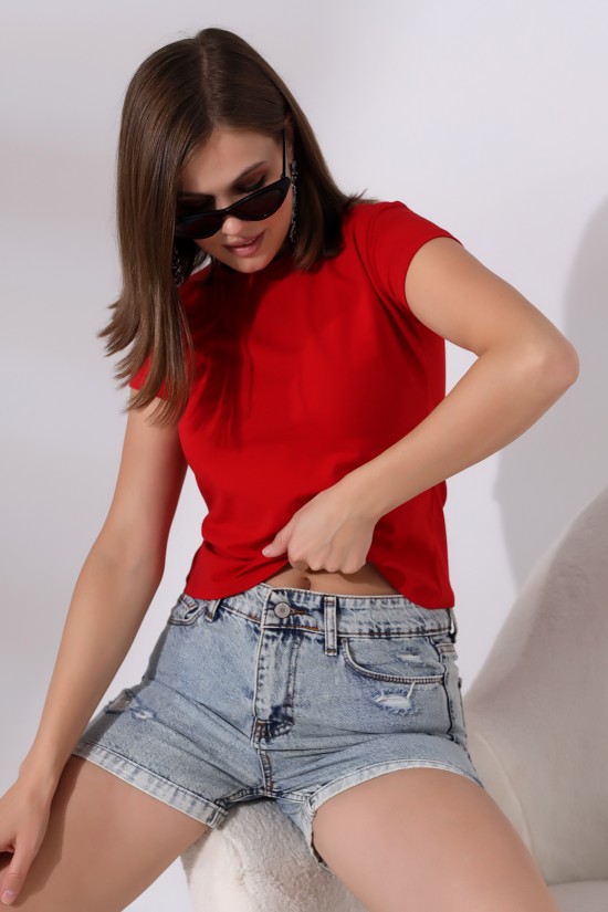 21060  BAYAN KISA KOL BİSİKLET YAKA BADY 