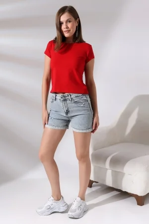 21060  KADIN KISA KOL BİSİKLET YAKA BADY 