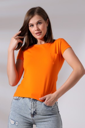 21066 KADIN KISA KOL CEPLİ LYC PİS BİSİKLET YAKA BADY 