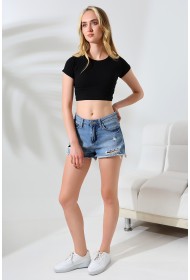 21750 KADIN KISA KOL TEM.BİYEYELİ BİSİKLET YAKA CROP BADY 21750 KADIN KISA KOL TEM.BİYEYELİ BİSİKLET YAKA CROP BADY