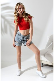 21750 KADIN KISA KOL TEM.BİYEYELİ BİSİKLET YAKA CROP BADY 21750 KADIN KISA KOL TEM.BİYEYELİ BİSİKLET YAKA CROP BADY