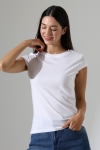 22309  KADIN MİNİMAL KISA KOL İNCE PAMUKLU BİSİKLET YAKA TSHIRT 