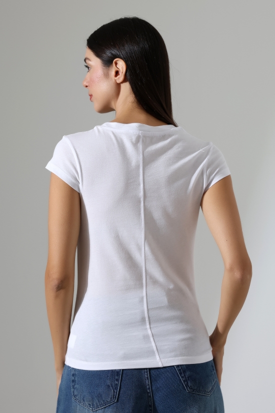 22309  KADIN MİNİMAL KISA KOL İNCE PAMUKLU BİSİKLET YAKA TSHIRT 