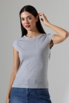 22309  KADIN MİNİMAL KISA KOL İNCE PAMUKLU BİSİKLET YAKA TSHIRT 
