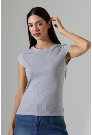 22309  KADIN MİNİMAL KISA KOL İNCE PAMUKLU BİSİKLET YAKA TSHIRT 