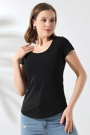 21218 KADIN KISA KOL ARKASI ÇAPRAZ BİYELİ U YAKA BADY 