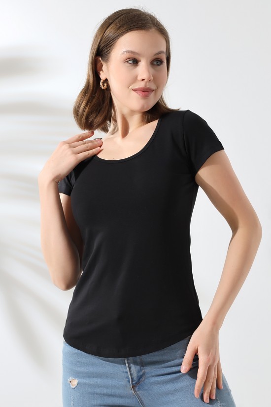 21218 BAYAN KISA KOL ARKASI ÇAPRAZ BİYELİ U YAKA BADY 