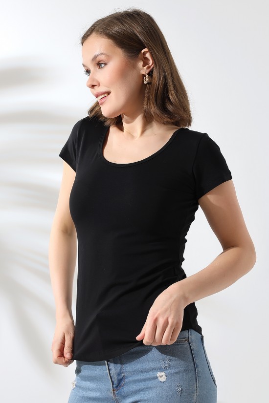 21218 BAYAN KISA KOL ARKASI ÇAPRAZ BİYELİ U YAKA BADY 