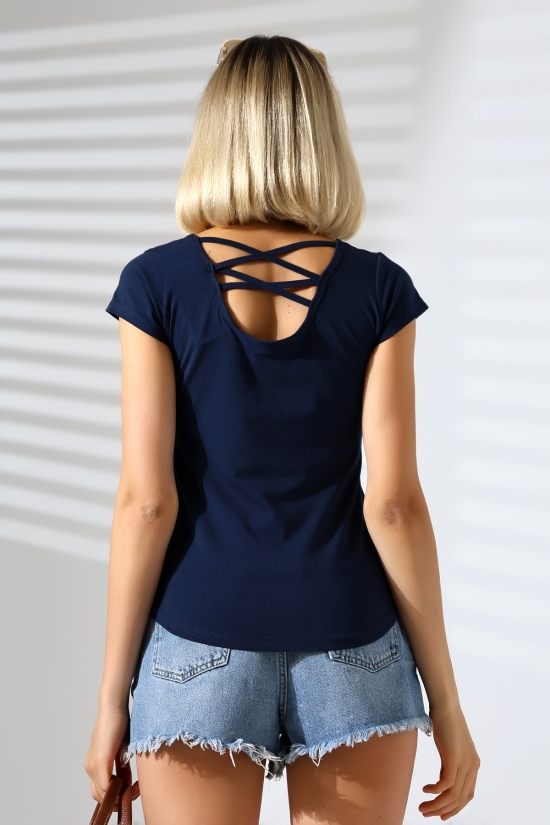 21218 BAYAN KISA KOL ARKASI ÇAPRAZ BİYELİ U YAKA BADY 