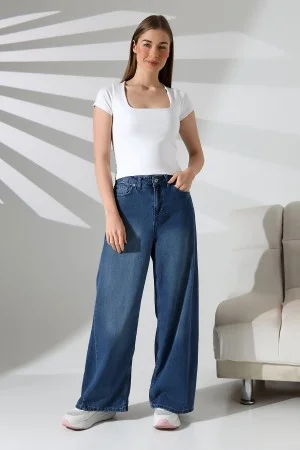 21804  KADIN KISA KOL FULL LYC RİB KOMPAKT PENYE TULUM  KARE YAKA T-SHIRT