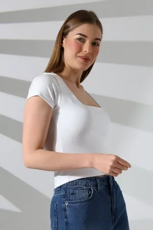 21804 KADIN KISA KOL FULL LYC RİB KOMPAKT PENYE TULUM KARE YAKA T-SHIRT 21804 KADIN KISA KOL FULL LYC RİB KOMPAKT PENYE TULUM KARE YAKA T-SHIRT