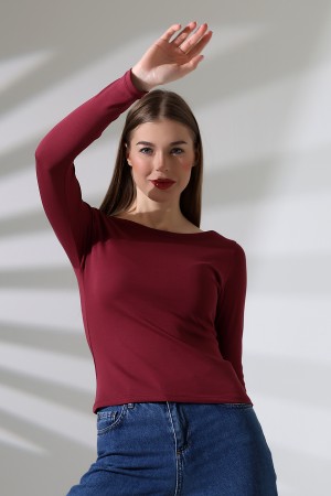 21897 KADIN KAYIK YAKA  FULL LYC KOMPAKT PENYE RİB UZUN KOL TSHIRT  21897 KADIN KAYIK YAKA  FULL LYC KOMPAKT PENYE RİB UZUN KOL TSHIRT