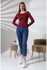 21897 KADIN KAYIK YAKA FULL LYC KOMPAKT PENYE RİB UZUN KOL TSHIRT 21897 KADIN KAYIK YAKA FULL LYC KOMPAKT PENYE RİB UZUN KOL TSHIRT