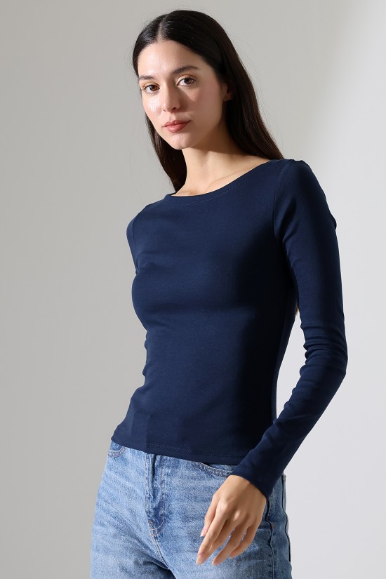 21897 KADIN KAYIK YAKA FULL LYC KOMPAKT PENYE RİB UZUN KOL TSHIRT 21897 KADIN KAYIK YAKA FULL LYC KOMPAKT PENYE RİB UZUN KOL TSHIRT