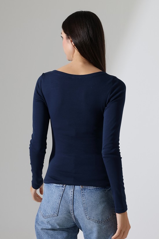 21897 KADIN KAYIK YAKA FULL LYC KOMPAKT PENYE RİB UZUN KOL TSHIRT 21897 KADIN KAYIK YAKA FULL LYC KOMPAKT PENYE RİB UZUN KOL TSHIRT