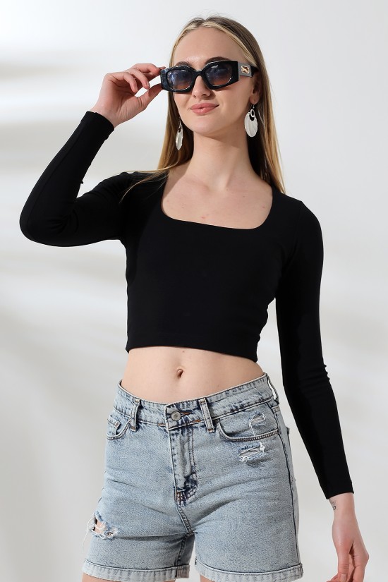 21650 KADIN FULL LYC COMP PENYE RİB UZUN KOLTULUM KARE YAKA KISA TSHIRT 21650 KADIN FULL LYC COMP PENYE RİB UZUN KOLTULUM KARE YAKA KISA TSHIRT