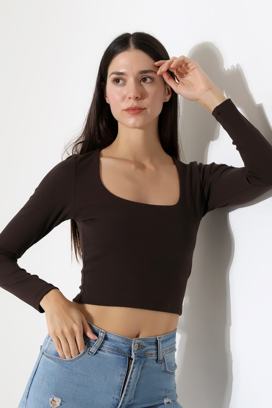 21650 KADIN FULL LYC COMP PENYE RİB UZUN KOL TULUM KARE YAKA KISA TSHIRT 21650 KADIN FULL LYC COMP PENYE RİB UZUN KOL TULUM KARE YAKA KISA TSHIRT