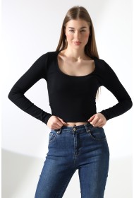 21946 KADIN FULL LYC COMP PENYE RİB UZUN KOL OVAL YAKASI TIRN LAST.DANTEL YAKA TSHIRT 21946 KADIN FULL LYC COMP PENYE RİB UZUN KOL OVAL YAKASI TIRN LAST.DANTEL YAKA TSHIRT