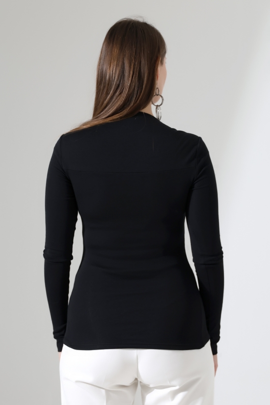 22200 KADIN TULUM KARE ÜÇGEN YAKA FULL LYC COMP PENYE RİB UZUN KOL TSHIRT