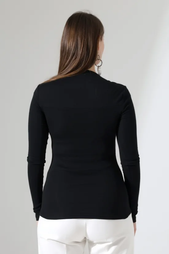 22200 KADIN TULUM KARE ÜÇGEN YAKA FULL LYC COMP PENYE RİB UZUN KOL TSHIRT