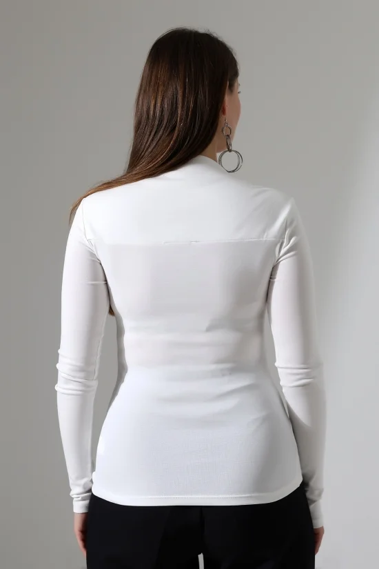 22200 KADIN TULUM KARE ÜÇGEN YAKA FULL LYC COMP PENYE RİB UZUN KOL TSHIRT