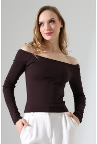 22141 KADIN KAYIK YAKA FULL LYC RİB UZUN KOL REGLAN VE OMUZ DÜŞÜMLÜ TSHIRT 