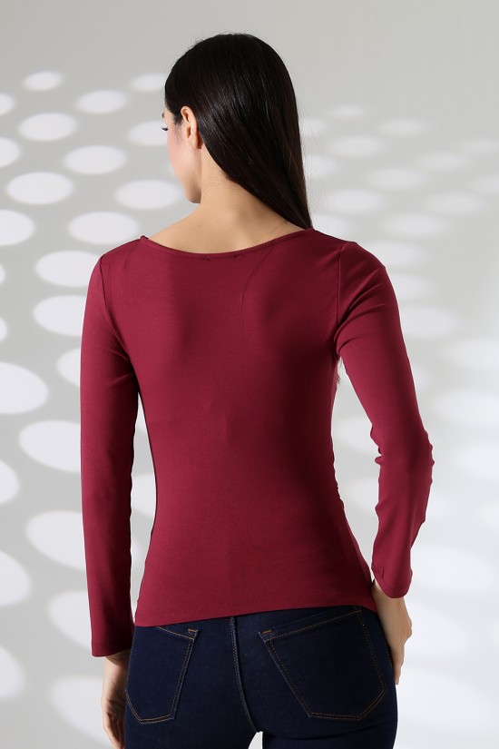 21951 KADIN KAYIK YAKA YANLARI LAST BÜZGÜLÜ FULL LYC VORTVİSK RİBANA UZUN KOL TSHIRT 21951 KADIN KAYIK YAKA YANLARI LAST BÜZGÜLÜ FULL LYC VORTVİSK RİBANA UZUN KOL TSHIRT