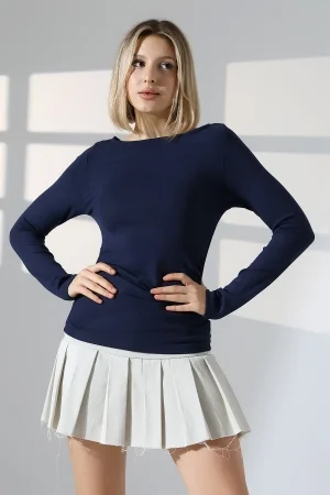 21951 KADIN KAYIK YAKA YANLARI LAST BÜZGÜLÜ FULL LYC VORTVİSK RİBANA UZUN KOL TSHIRT 21951 KADIN KAYIK YAKA YANLARI LAST BÜZGÜLÜ FULL LYC VORTVİSK RİBANA UZUN KOL TSHIRT