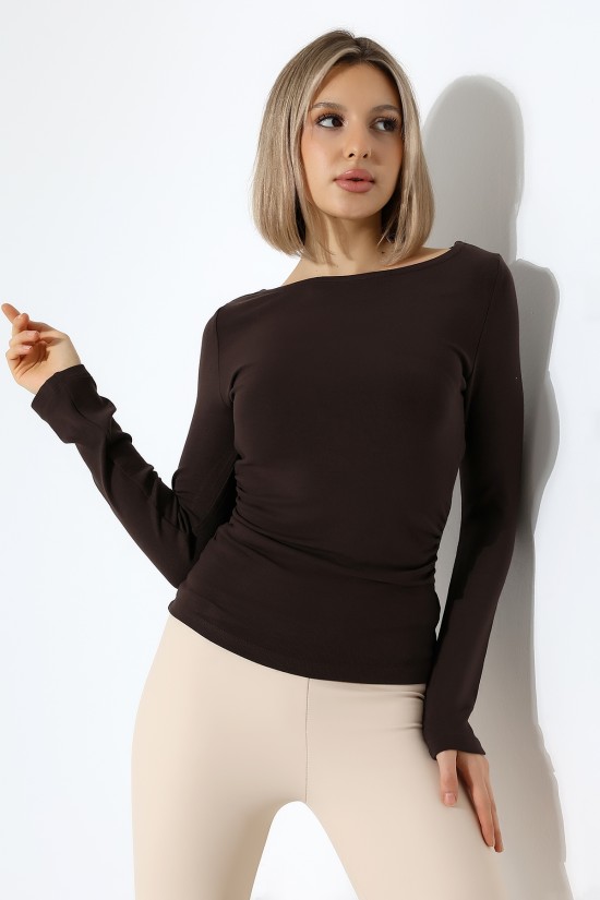 21951 KADIN KAYIK YAKA YANLARI LAST BÜZGÜLÜ FULL LYC VORTVİSK RİBANA UZUN KOL TSHIRT 21951 KADIN KAYIK YAKA YANLARI LAST BÜZGÜLÜ FULL LYC VORTVİSK RİBANA UZUN KOL TSHIRT