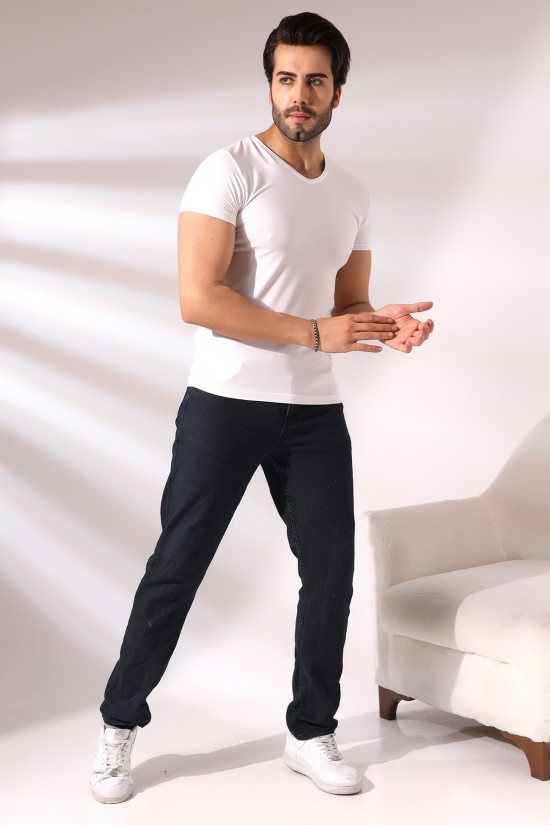 19956 ERKEK SLİM FİT KISA KOL V YAKA BADY 