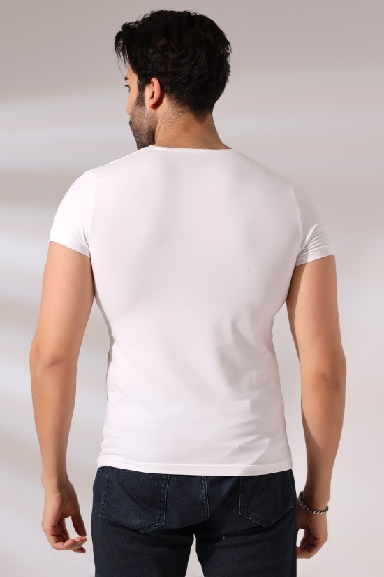 19956 ERKEK SLİM FİT KISA KOL V YAKA BADY 