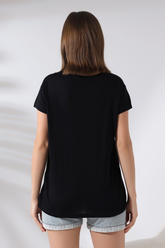 19410 BAYAN KISA KOL SALAŞ V YAKA VSK TSHIRT