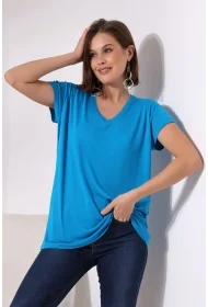 19410 KADIN KISA KOL SALAŞ V YAKA VSK TSHIRT