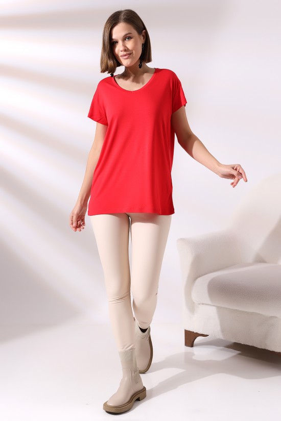 19410 BAYAN KISA KOL SALAŞ V YAKA VSK TSHIRT 19410 BAYAN KISA KOL SALAŞ V YAKA VSK TSHIRT