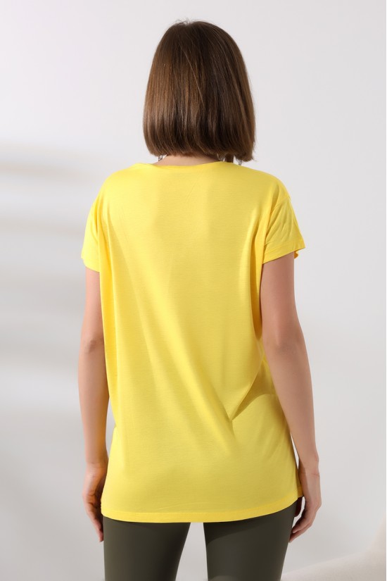 19410 KADIN KISA KOL SALAŞ V YAKA VSK TSHIRT