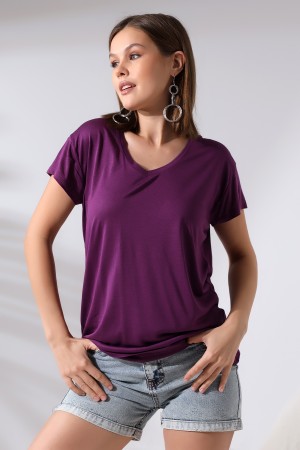 19410 KADIN KISA KOL SALAŞ V YAKA VSK TSHIRT 19410 KADIN KISA KOL SALAŞ V YAKA VSK TSHIRT