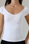 22303 KADIN FULL LYC KOMPAK PENYE REGLAN KISA KOL GENİŞ V ALTI LASTİK BÜZGÜLÜ TSHIRT