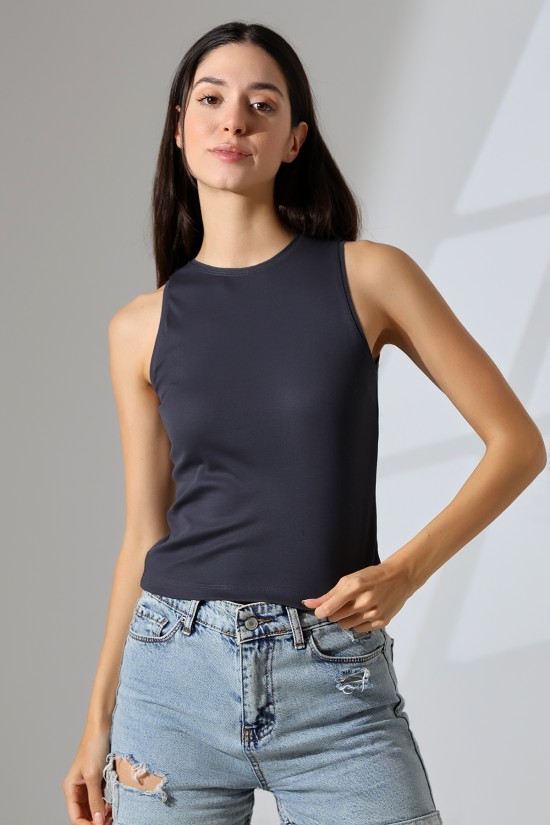 21561  BAYAN KOLSUZ LİKRASIZ RİB PAMUKLU KOLSUZ ATLET 