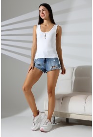 21881 KADIN LYC RİB KOMPAKT PENYE PATLI DÜĞMELİ ATLET 