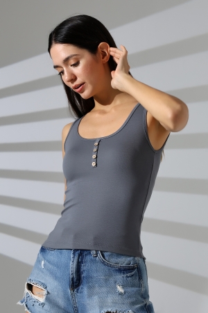 21881 KADIN LYC RİB KOMPAKT PENYE PATLI DÜĞMELİ ATLET 