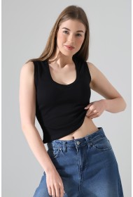 21899  KADIN DERİN V YAKA KOLSUZ LİKRASIZ RİB ATLET 