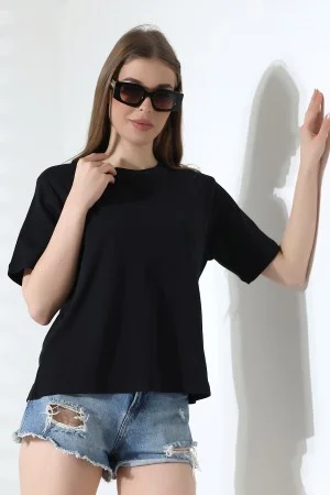 21964 KADIN PENYE COMP LİKRASIZ RİB PAMUKLU KISA KOL  BİSİKLET YAKA TSHIRT