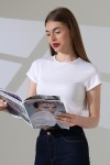 21974 KADIN  FULL LYC MİKRO  BİSİKLET YAKA TSHIRT