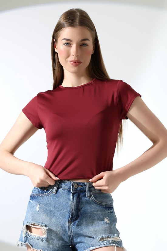 21974 KADIN  FULL LYC MİKRO  BİSİKLET YAKA TSHIRT