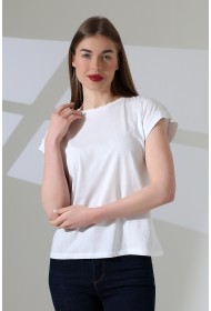 21979 KADIN BİSİKLET YAKA KOL EVİ PARÇALI TSHIRT