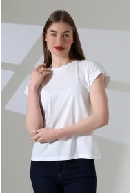 21979 KADIN BİSİKLET YAKA KOL EVİ PARÇALI TSHIRT