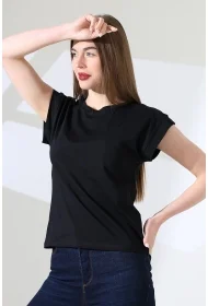 21979 KADIN BİSİKLET YAKA KOL EVİ PARÇALI TSHIRT