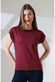 21979 KADIN BİSİKLET YAKA KOL EVİ PARÇALI TSHIRT