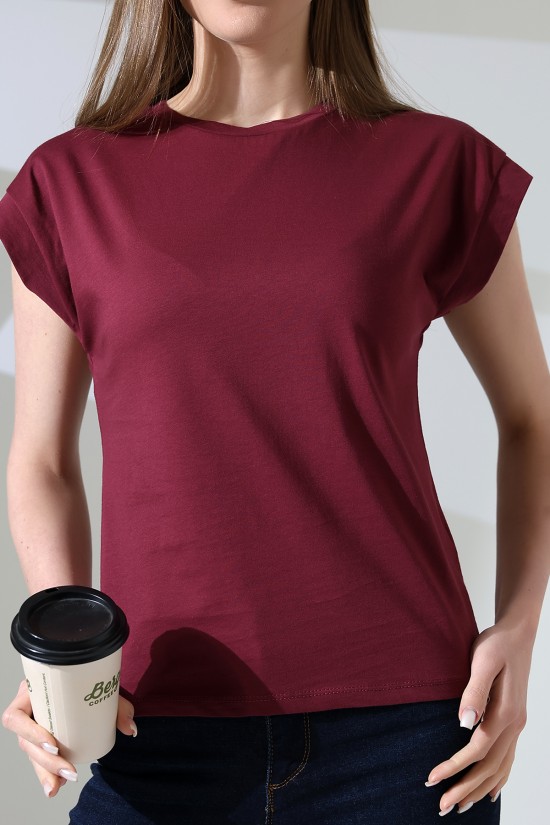 21979 KADIN BİSİKLET YAKA KOL EVİ PARÇALI TSHIRT